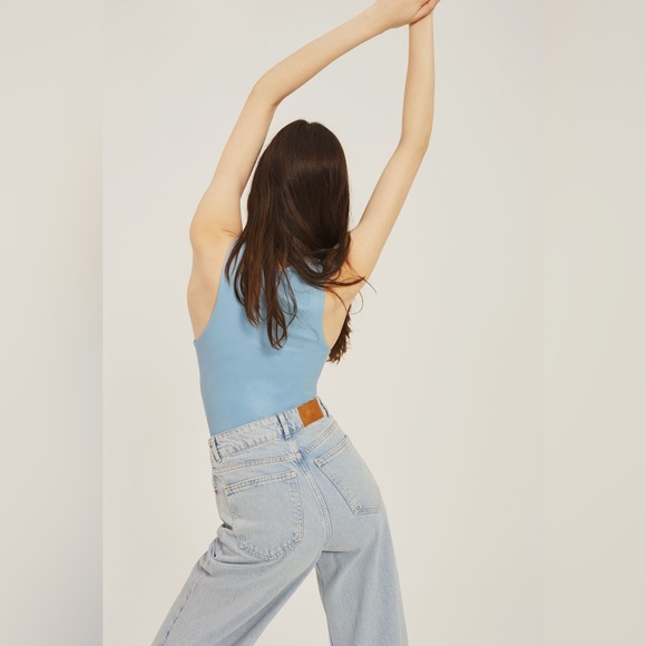 ZARA Baby Blue Spandex Halter Neck Bodysuit - Picture 9 of 13